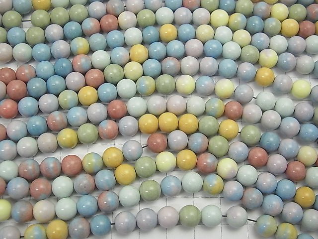 Arashan Agate Pastel color Round 8mm 1strand beads (aprx.15inch/38cm)