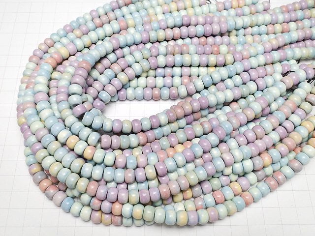 Arashan Agate Pastel color Roundel 8.5x8.5x6mm 1strand beads (aprx.15inch/38cm)