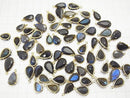 High Quality Blue Labradorite AAA- Bezel Setting Pear shape Faceted Mix Size 18KGP 5pcs