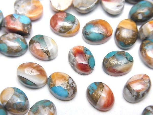 [Video] Oyster Copper Turquoise AAA Oval Cabochon 8x6mm 5pcs