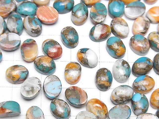 [Video] Oyster Copper Turquoise AAA Oval Cabochon 8x6mm 5pcs