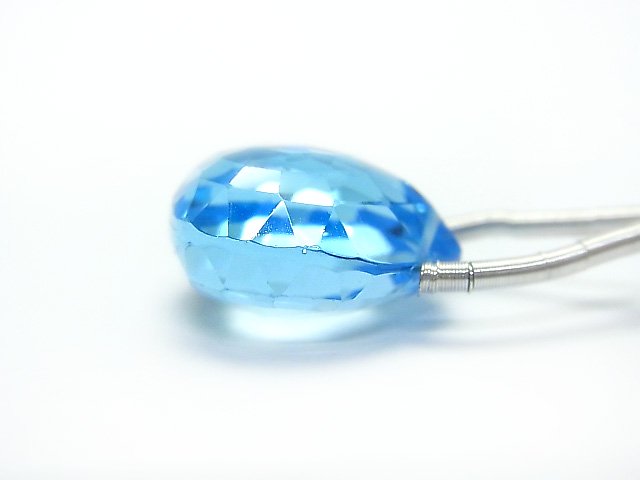 [Video] [One of a kind] High Quality Swiss Blue Topaz AAAA Chestnut Faceted Briolette 1pc NO.60