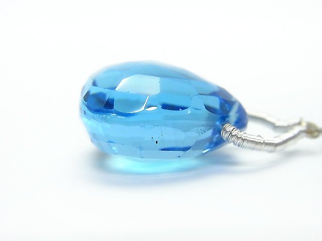[Video] [One of a kind] High Quality Swiss Blue Topaz AAAA Chestnut Faceted Briolette 1pc NO.66