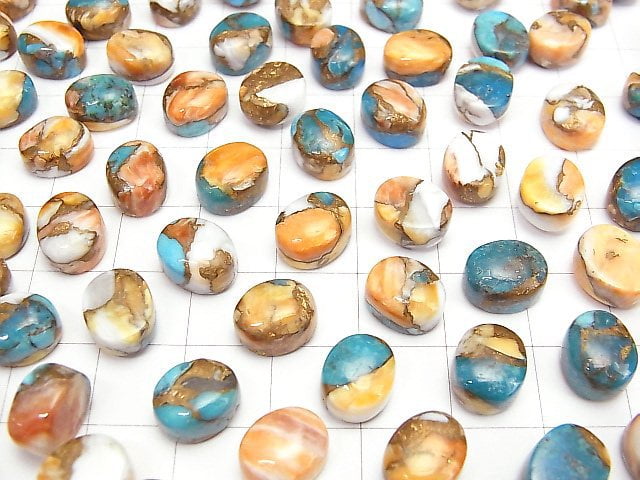 [Video] Oyster Copper Turquoise AAA Oval Cabochon 10x8mm 3pcs