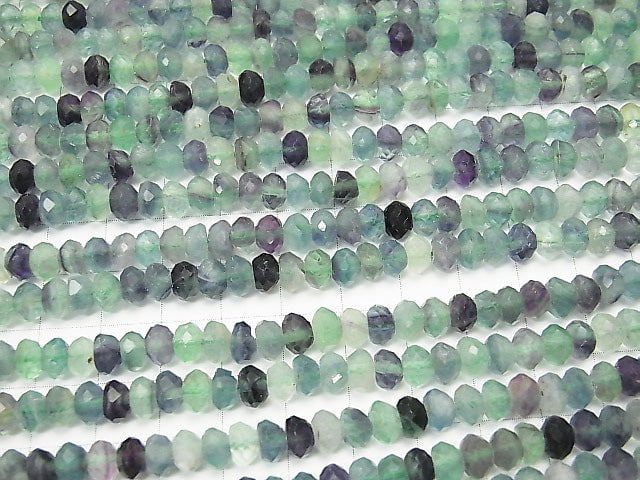 High Quality! 1strand $9.79! Multicolor Fluorite AA ++ Faceted Button Roundel 6x6x3mm 1strand beads (aprx.15inch / 38cm)