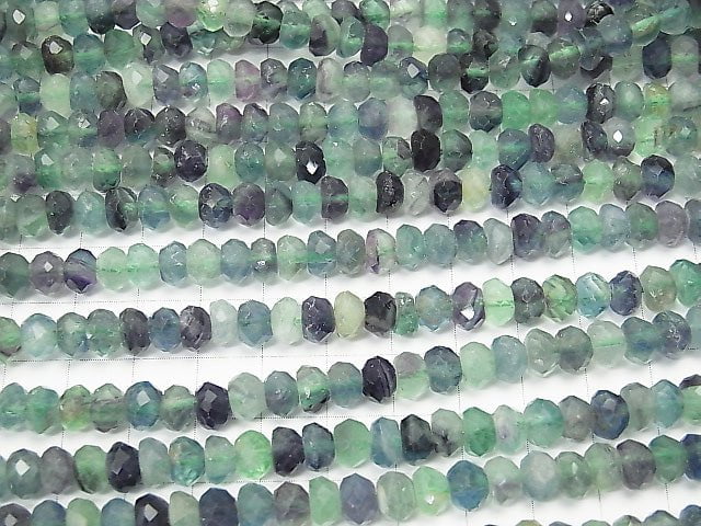 High Quality! 1strand $11.79! Multicolor Fluorite AA ++ Faceted Button Roundel 7x7x4mm 1strand beads (aprx.15inch / 38cm)