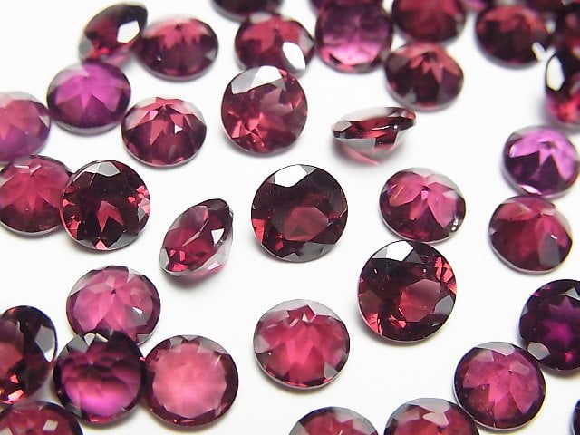 [Video]High Quality Rhodolite Garnet AAA Loose stone Round Faceted 6x6mm 2pcs