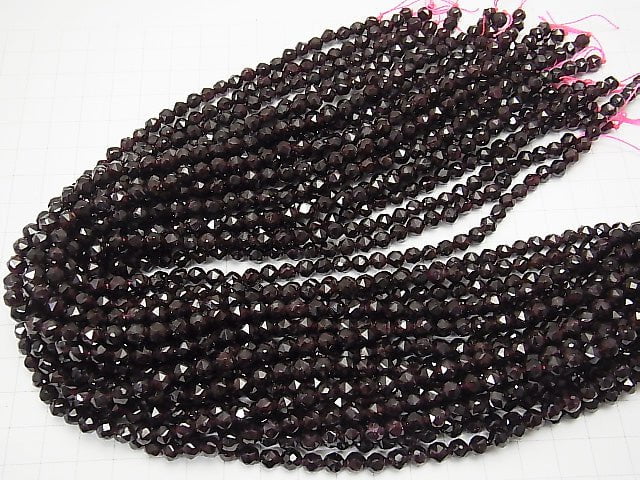 High Quality! 1strand $12.99! Garnet AA Star Faceted Round 5mm 1strand beads (aprx.15inch / 37cm)