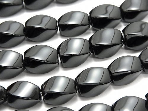 Onyx, Rice, Twist Gemstone Beads