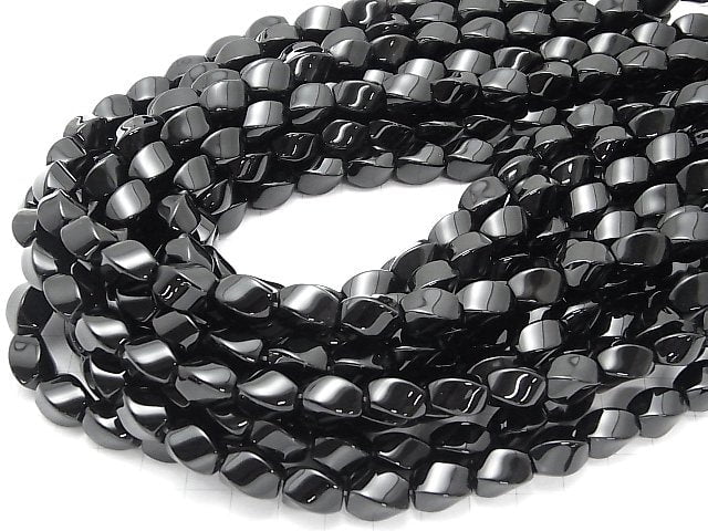 1strand $8.79! Onyx  Rice 4Faceted Faceted Twist 12x10x10mm 1strand beads (aprx.15inch/36cm)