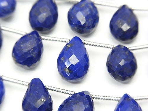 Faceted Briolette, Lapis lazuli, Pear Shape Gemstone Beads