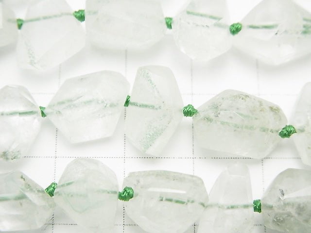 Green Phantom Quartz AA ++ Faceted Nugget half or 1strand beads (aprx.15inch / 38cm)