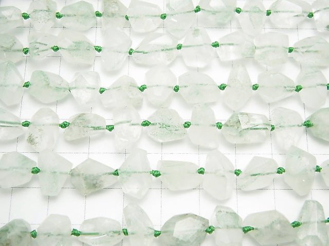 Green Phantom Quartz AA ++ Faceted Nugget half or 1strand beads (aprx.15inch / 38cm)