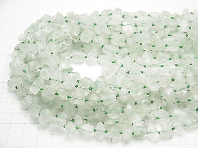 Green Phantom Quartz AA ++ Faceted Nugget half or 1strand beads (aprx.15inch / 38cm)