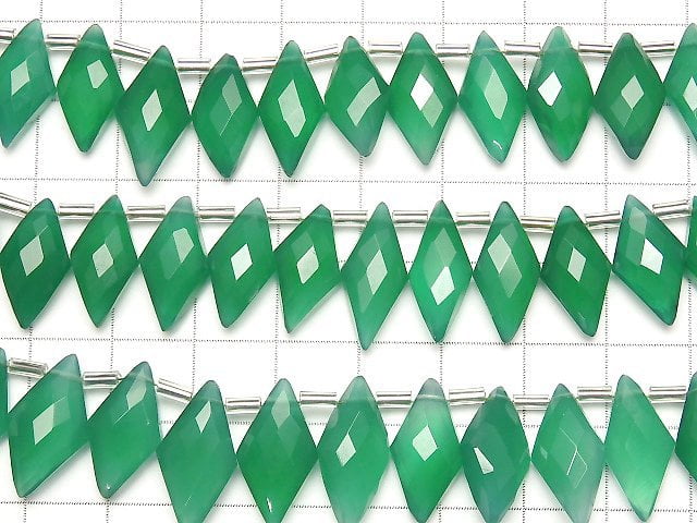 [Video] High Quality Green Onyx AAA Faceted Marquise 1strand beads (aprx.4inch / 9cm)