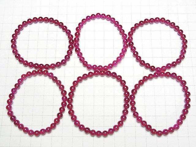 [Video] Synthetic Ruby AAA Round 6mm Bracelet