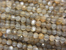 High Quality! Silver & Golden Sheen Gray Moon Stone AAA Faceted Round 2mm 1strand (aprx.15inch / 38cm)