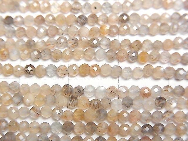 Haute qualité ! Perles multicores en pierre de lune AAA à facettes rondes de 2 mm avec chatoiement argenté et doré, 1 brin (environ 15 pouces/37 cm)