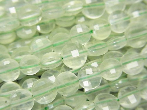 Coin, Prehnite Gemstone Beads