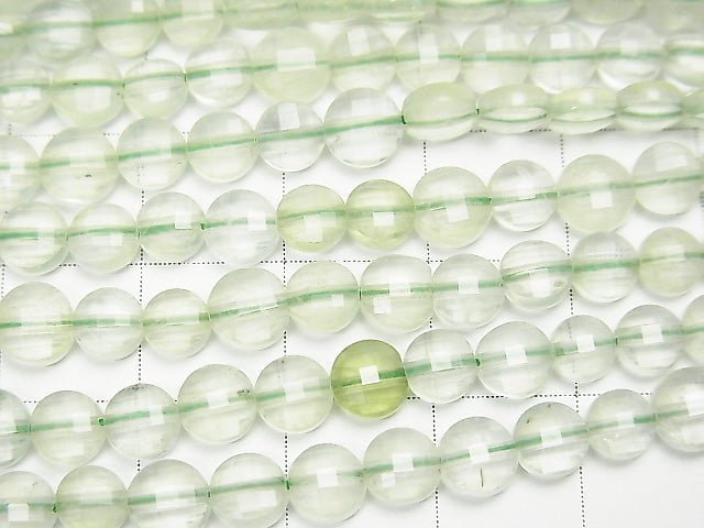 [Video] High Quality! Prehnite AA++ Faceted Coin 5x5x3mm 1strand beads (aprx.15inch/36cm)