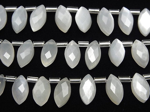 [Video]White Moonstone AAA Marquise Faceted Briolette 12x6mm 1strand (12pcs )