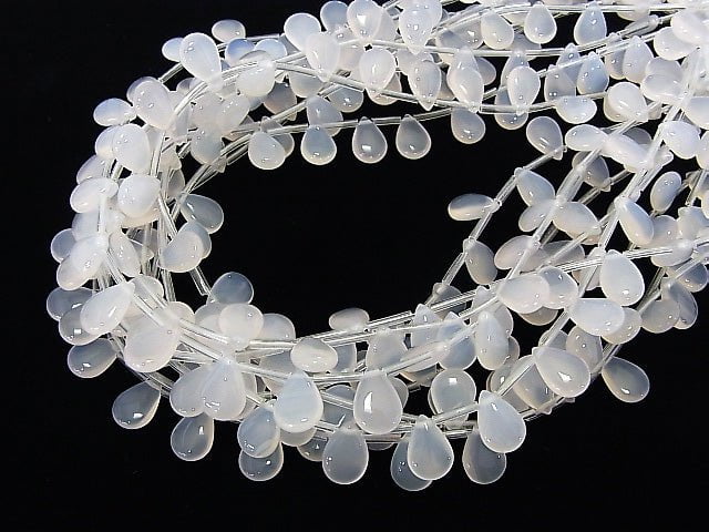 White Jade Pear shape (Smooth) 12x8mm half or 1strand beads (aprx.15inch / 38cm)