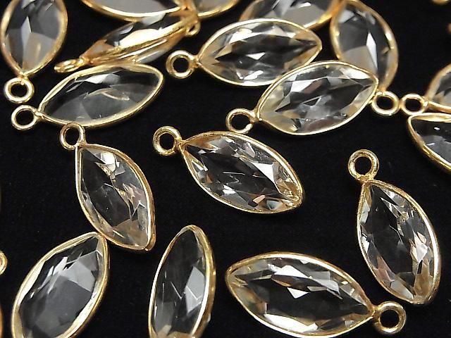 [Video]High Quality Crystal AAA Bezel Setting Marquise Faceted 17x9mm 18KGP 2pcs