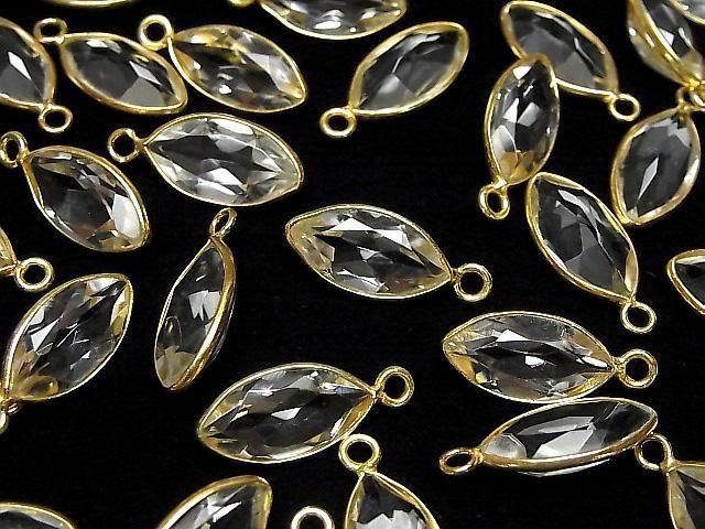 [Video]High Quality Crystal AAA Bezel Setting Marquise Faceted 17x9mm 18KGP 2pcs