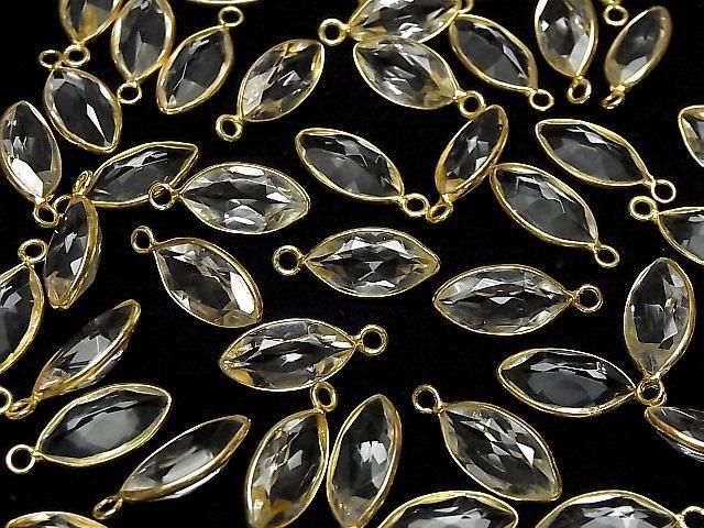 [Video]High Quality Crystal AAA Bezel Setting Marquise Faceted 17x9mm 18KGP 2pcs