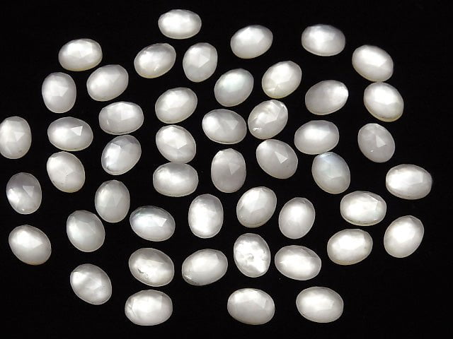 5pcs $5.79! White Shell xRose Quartz AAA Oval Rose Cut 8x6mm