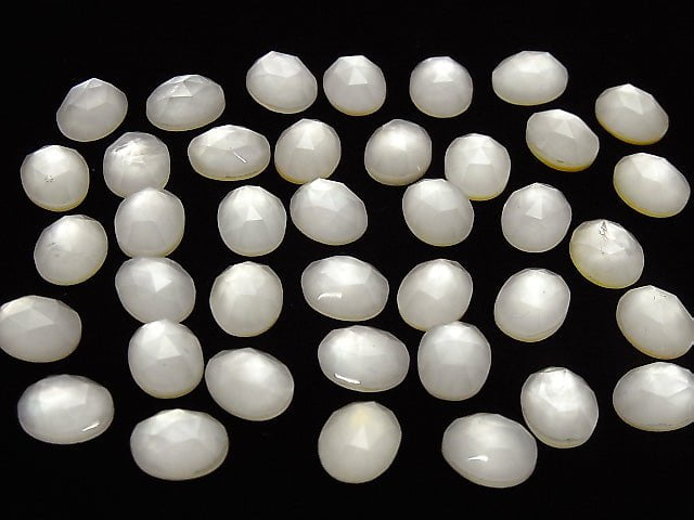 3pcs $7.79! White Shell xRose Quartz AAA Oval Rose Cut 10x8mm