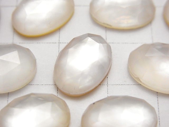 2pcs $11.79! White Shell xRose Quartz AAA Oval Rose Cut 14x10mm