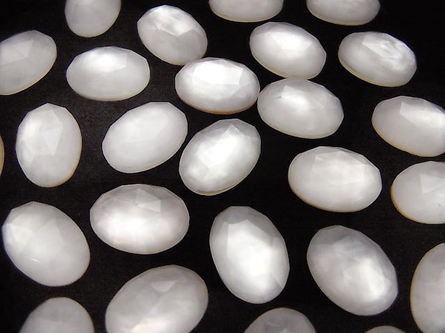 2pcs $11.79! White Shell xRose Quartz AAA Oval Rose Cut 14x10mm