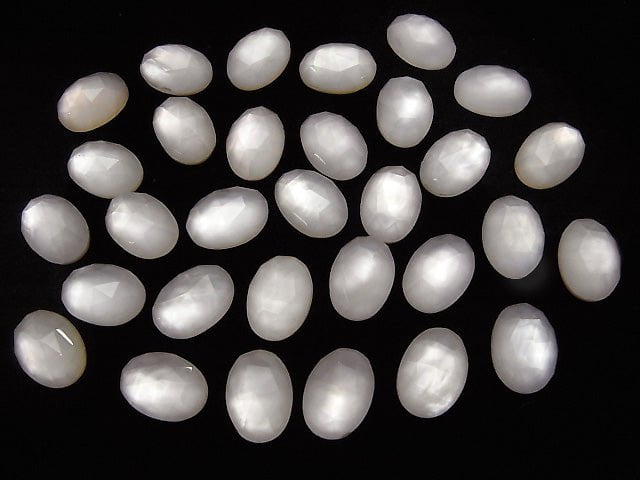 2pcs $11.79! White Shell xRose Quartz AAA Oval Rose Cut 14x10mm