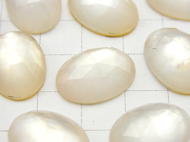 1pc $9.79! White Shell xRose Quartz AAA Oval Rose Cut 18x13mm