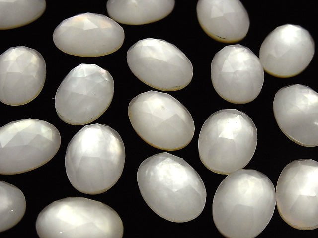 1pc $9.79! White Shell xRose Quartz AAA Oval Rose Cut 18x13mm