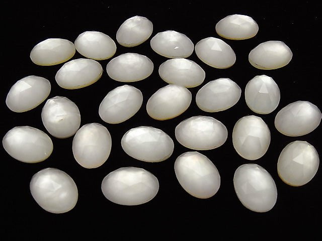 1pc $9.79! White Shell xRose Quartz AAA Oval Rose Cut 18x13mm