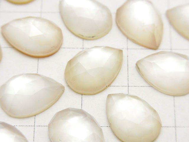 2pcs $9.79! White Shell xRose Quartz AAA Pear shape Rose Cut 14x10mm