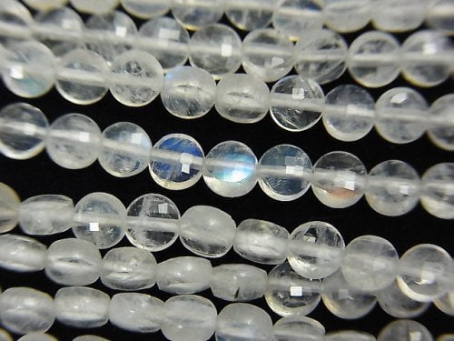 High Quality! 1strand $13.99! Rainbow Moon Stone AA ++ Faceted Coin 4x4x2mm 1strand (aprx.15inch / 37cm)
