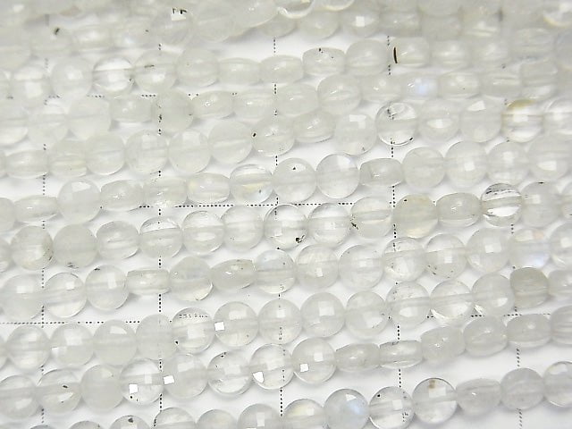 High Quality! 1strand $13.99! Rainbow Moon Stone AA ++ Faceted Coin 4x4x2mm 1strand (aprx.15inch / 37cm)