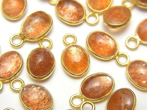 Bezel Setting, Oval, Sunstone Gemstone Beads