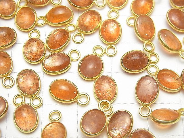 High Quality Sunstone AAA Bezel Setting Oval 9x7mm [One Side ] 18KGP 4pcs $12.99!