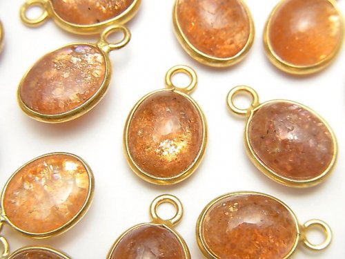 Bezel Setting, Oval, Sunstone Gemstone Beads