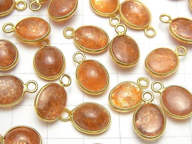 [Video]High Quality Sunstone AAA Bezel Setting Oval 11x9mm [One Side] 18KGP 3pcs