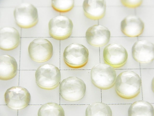 5pcs $4.79! White Shell x Green Amethyst AAA Round Rose Cut 6x6mm