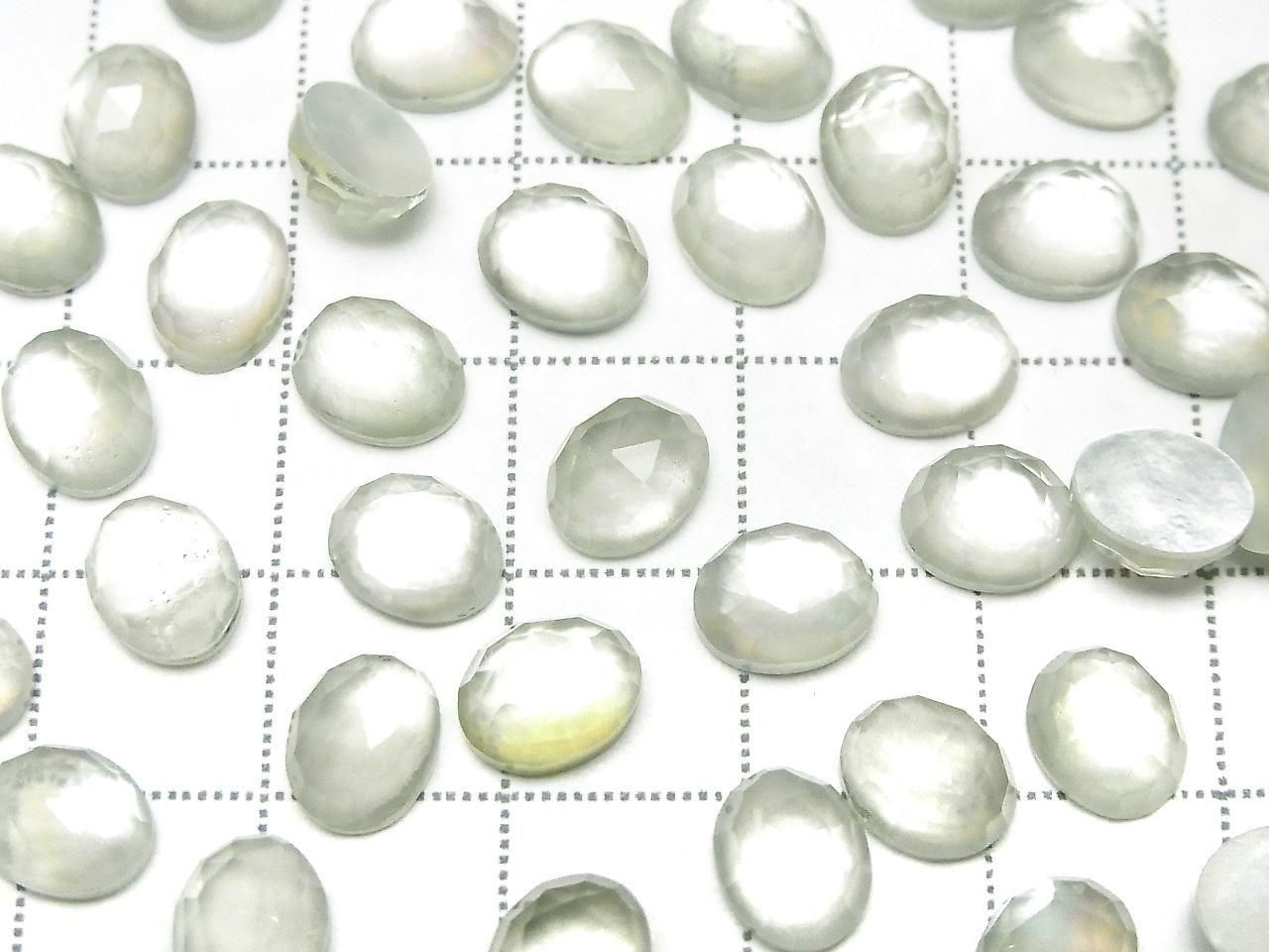 Nacre blanche x Améthyste verte AAA ovale taille rose 8x6mm