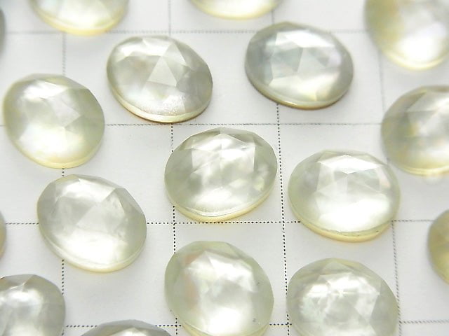 3pcs $7.79! White Shell x Green Amethyst AAA Oval Rose Cut 10x8mm