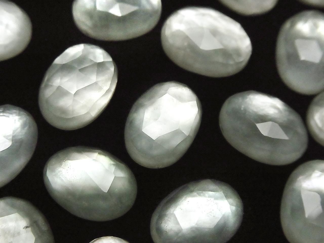 Coquille Blanche x Améthyste Verte AAA Ovale Taille Rose 14x10mm