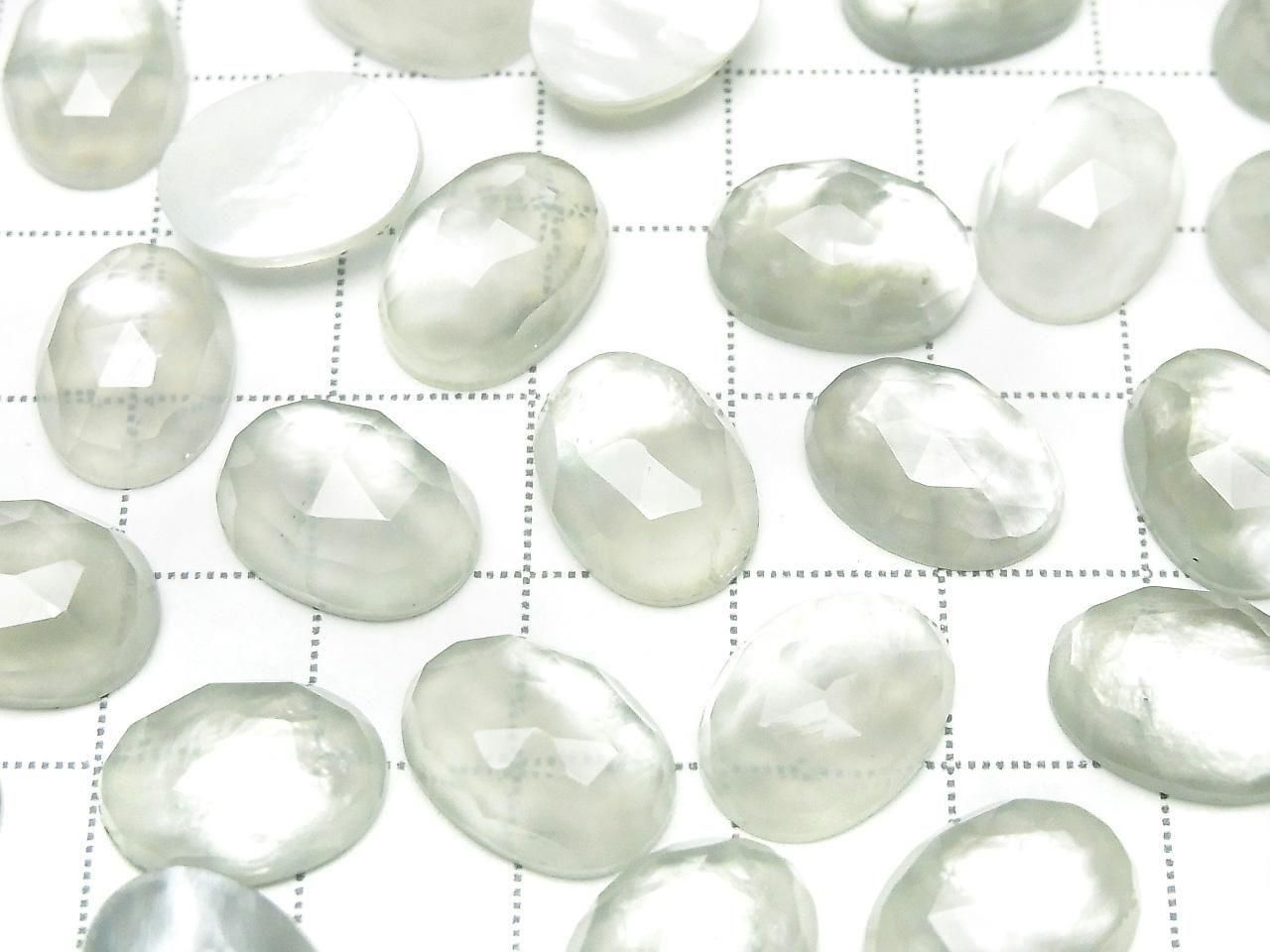 Coquille Blanche x Améthyste Verte AAA Ovale Taille Rose 14x10mm