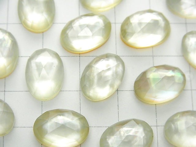 2pcs $11.79! White Shell x Green Amethyst AAA Oval Rose Cut 14x10mm